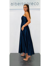 Abito bustier midi in raso