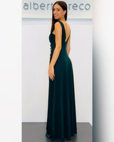 Abito lungo con scollo a V in jersey