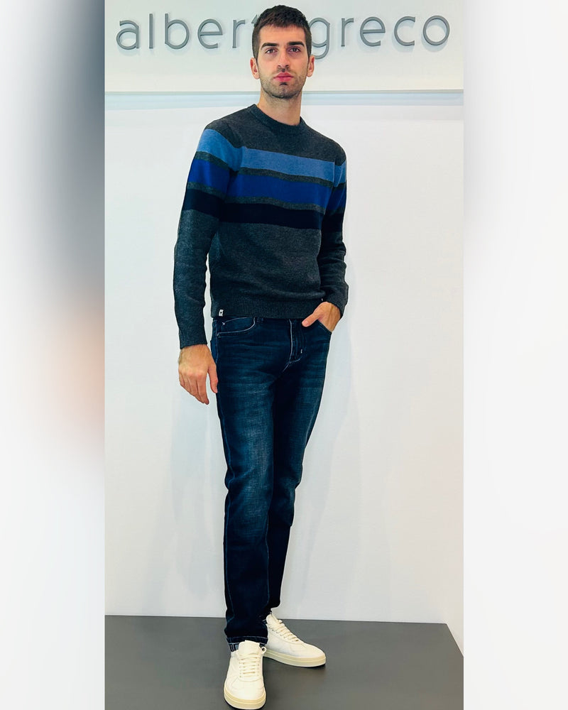 Maglia uomo a righe multicolor