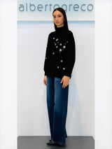 Maglia con ricamo di cristalli