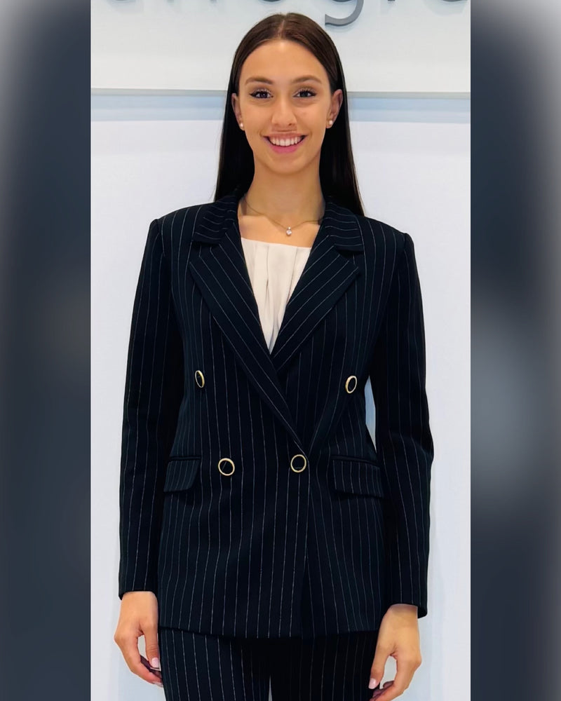 Giacca oversize doppio petto gessata