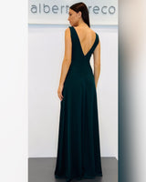 Abito lungo con scollo a V in jersey