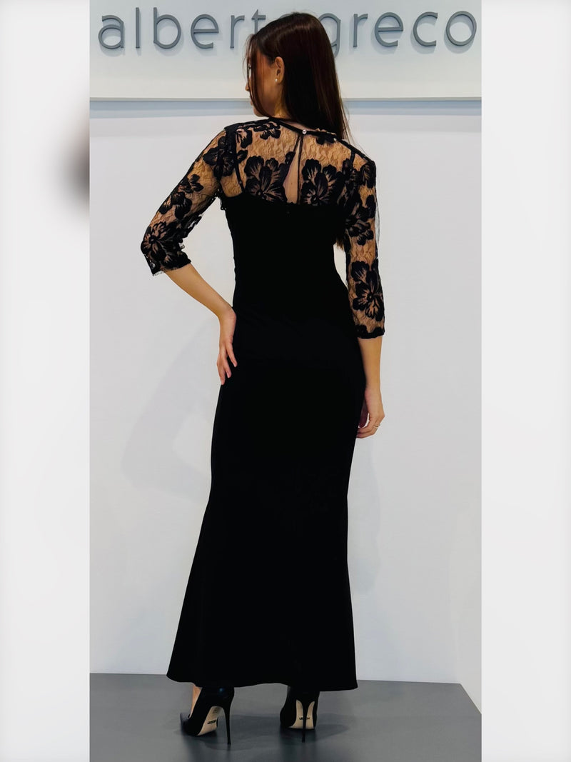 Abito a sirena con corpetto in pizzo