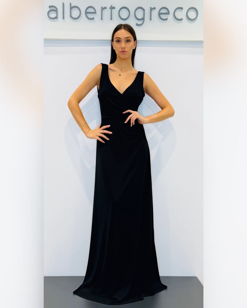 Abito lungo con scollo a V in jersey