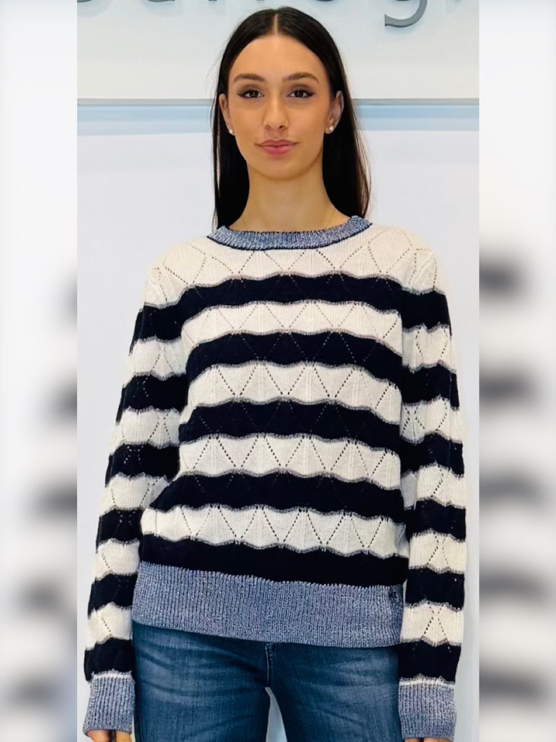 Maglia donna traforata bicolor