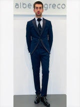 Completo cerimonia con giacca con rever con inserto in raso