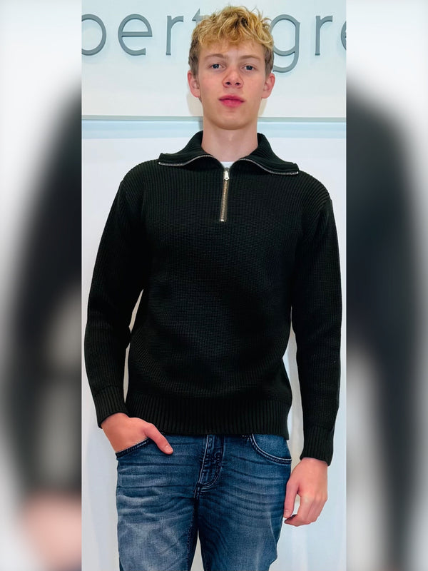 Maglia operata a dolcevita con zip