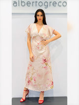 Abito midi in raso leggero fantasia