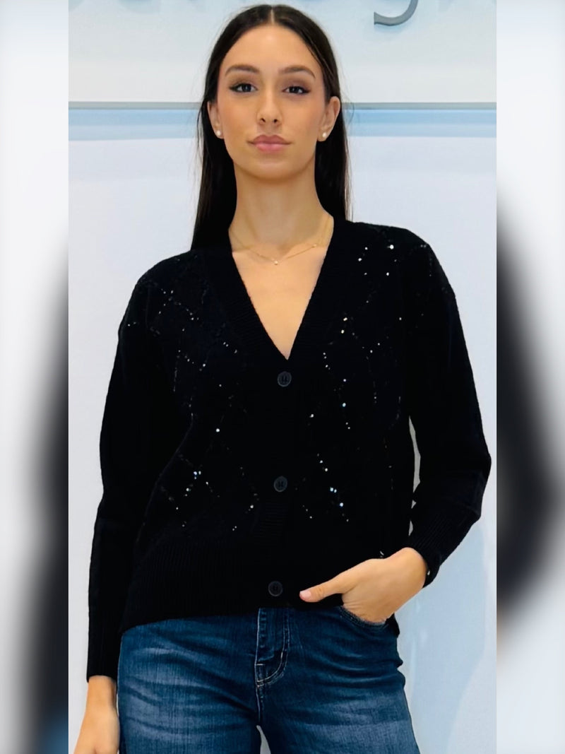 Cardigan over con davanti ricamato