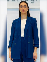 Giacca boyfriend in tessuto goffrato