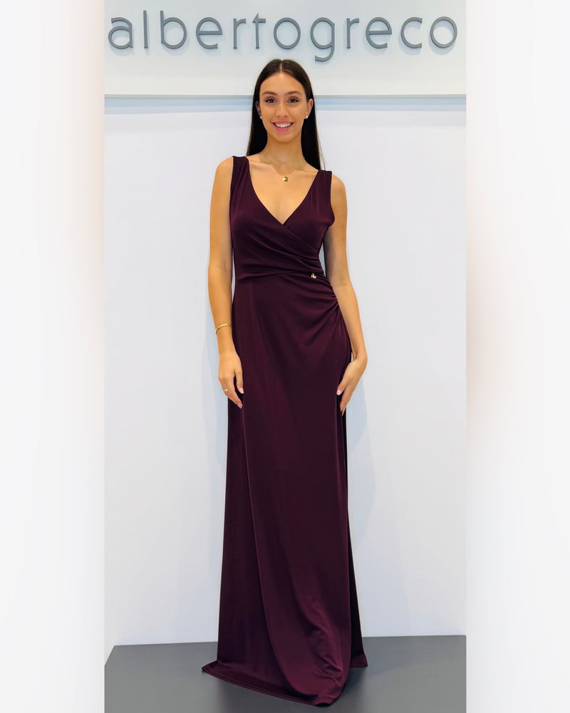 Abito lungo con scollo a V in jersey