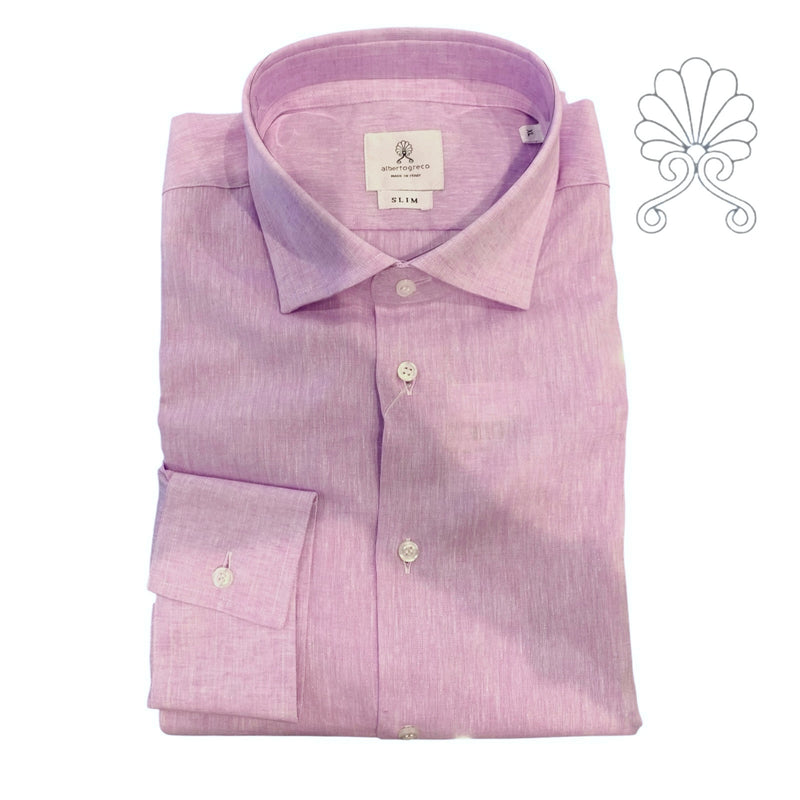 Camicia uomo collo francese in misto lino