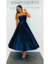 Abito bustier midi in raso