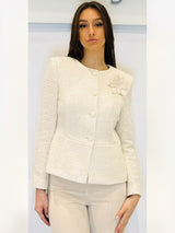 Giacca girocollo in tessuto tweed