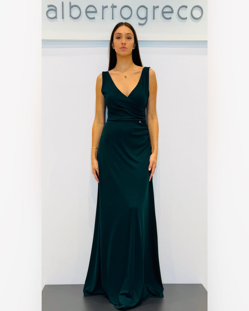 Abito lungo con scollo a V in jersey