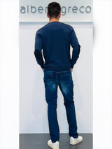 Maglia uomo girocollo in lana con toppe