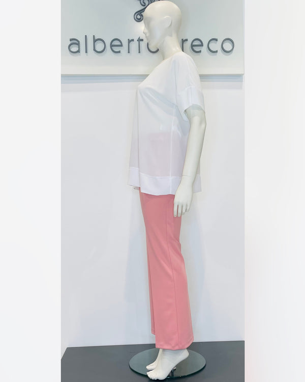 Blusa girocollo con manica a kimono