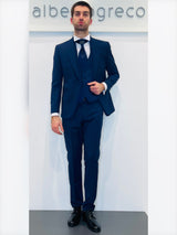 Completo cerimonia con giacca con motivo in raso su davanti