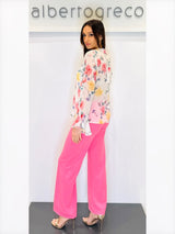 Blusa fantasia scollo a V con rouches