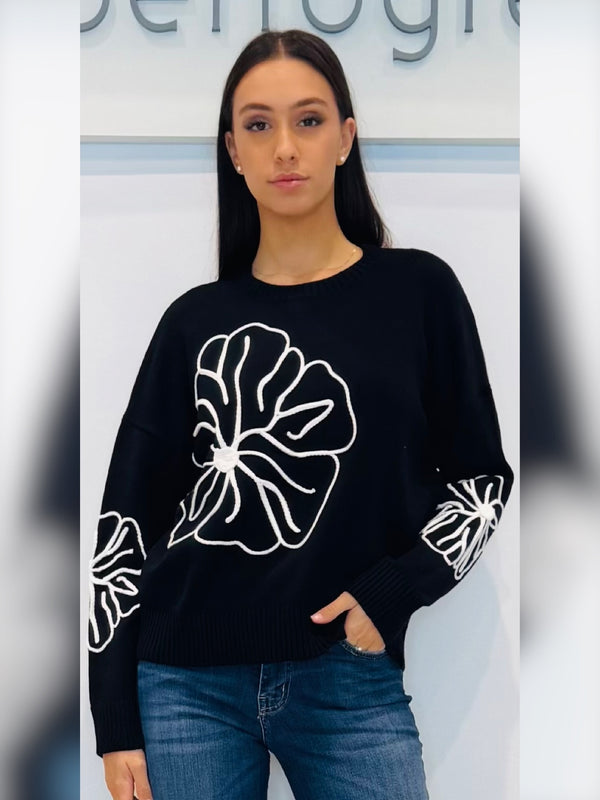 Maglia girocollo con ricamo