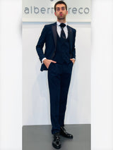 Completo cerimonia con giacca con rever con inserto in raso