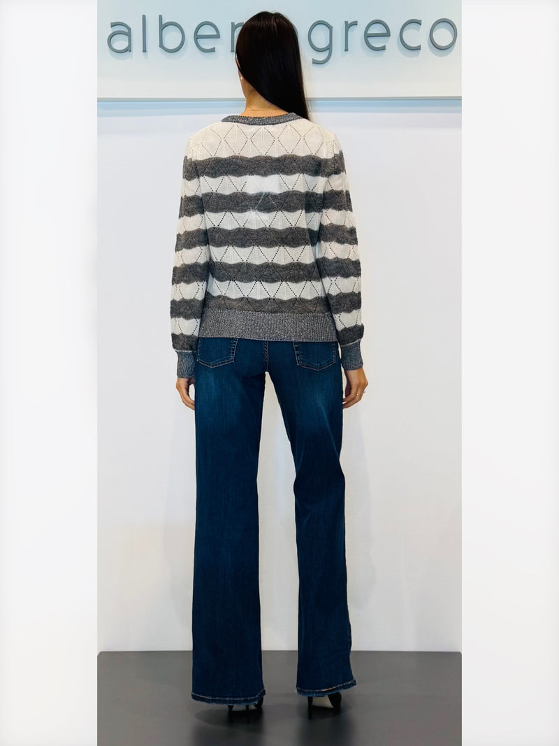 Maglia donna traforata bicolor