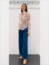Camicia in fantasia gessato floreale