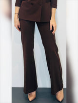 Pantaloni palazzo in crepe con dettagli in raso