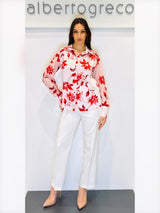 Camicia fantasia floreale in raso