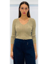 Maglia laminata a costine