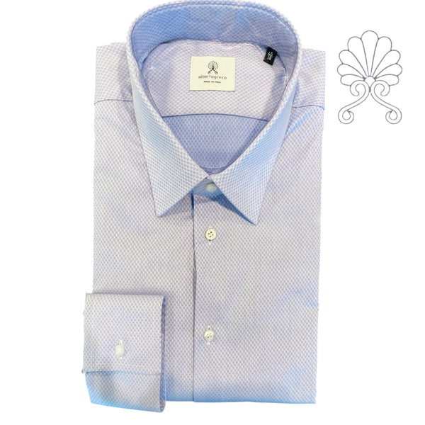 Camicia uomo collo italiano micro operato azzurro