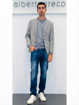 Giacca in panno jersey micro quadro sfumato