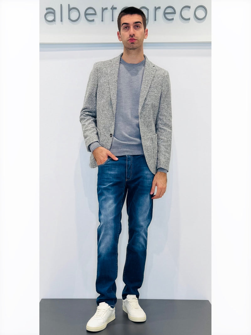 Giacca in panno jersey micro quadro sfumato