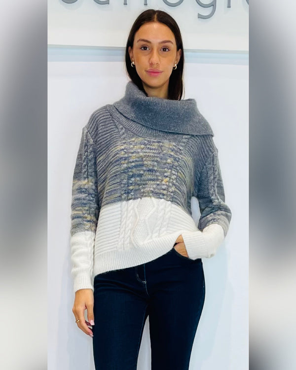 Maglia donna sfumata con collo a ciambella