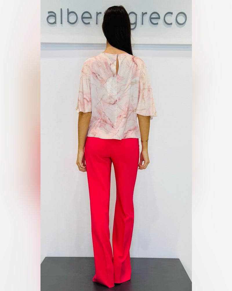 Blusa in raso fantasia sfumata