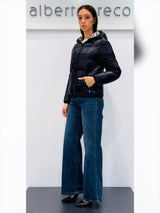 Piumino corto animalier reversibile