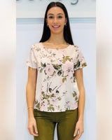 Blusa fantasia floreale con manica corta
