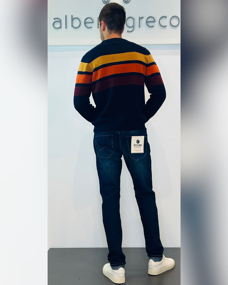 Maglia uomo a righe multicolor