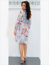 Abito corto con manica lunga in misto viscosa