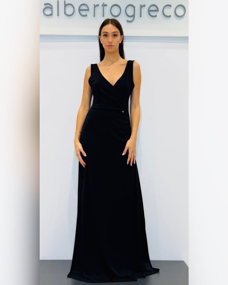 Abito lungo con scollo a V in jersey