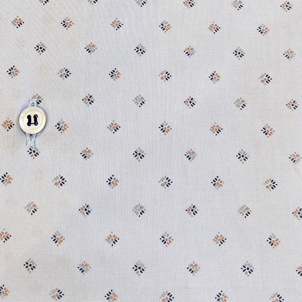 Camicia uomo fantasia stampa blu e bruciato