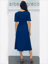 Abito midi con manica corta a sbuffo