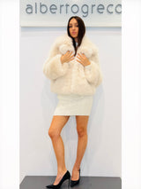 Eco pelliccia corta con collo a camicia