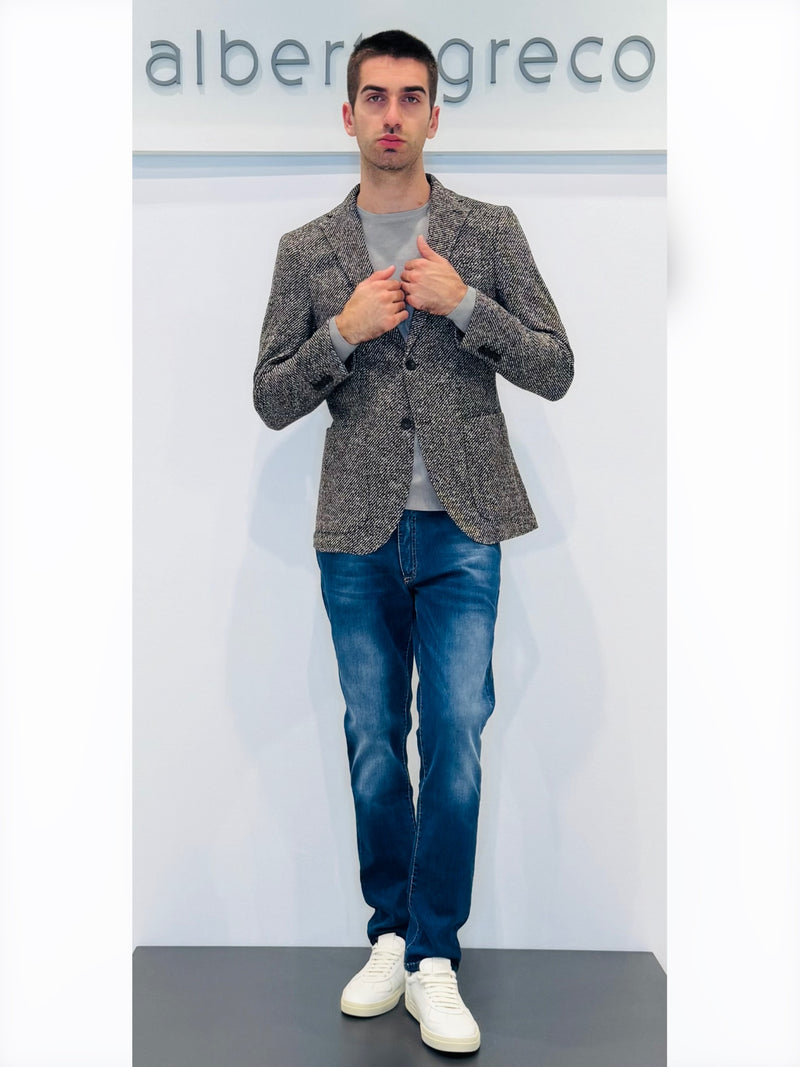 Giacca in panno jersey diagonale