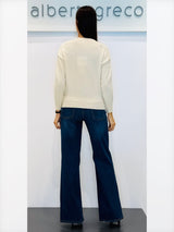 Cardigan over con davanti ricamato