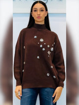 Maglia con ricamo di cristalli