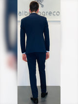 Completo cerimonia con giacca con rever con inserto in raso
