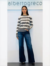 Maglia donna traforata bicolor