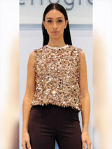 Top corto in paillettes