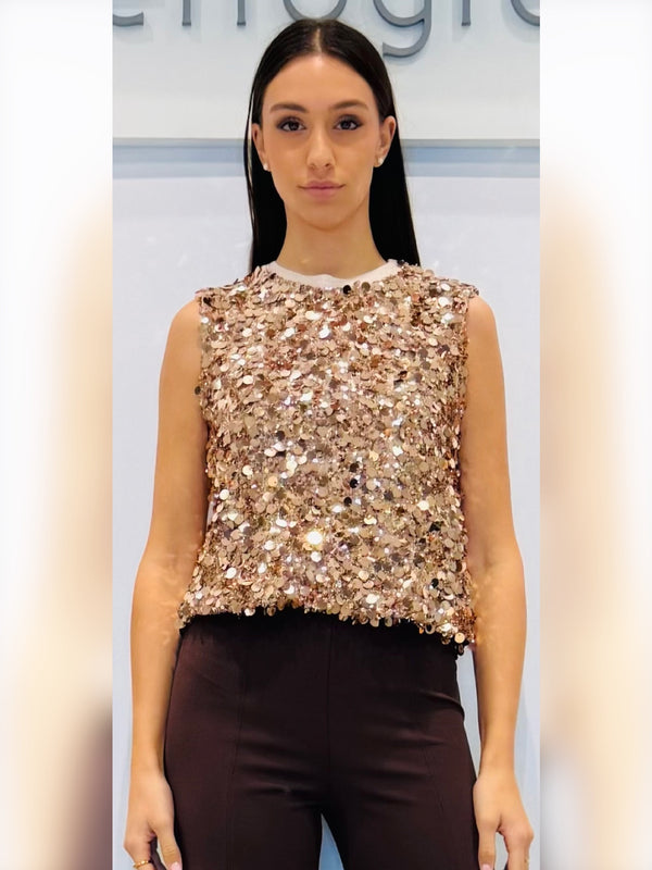 Top corto in paillettes